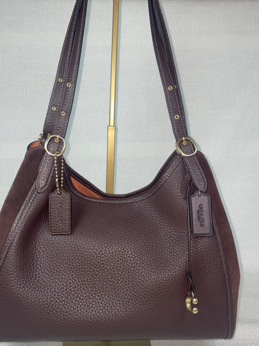 Coach “Lori” C5265, Maple Pebble Leather/Suede Shoulder Bag EUC - Picture 15 of 17